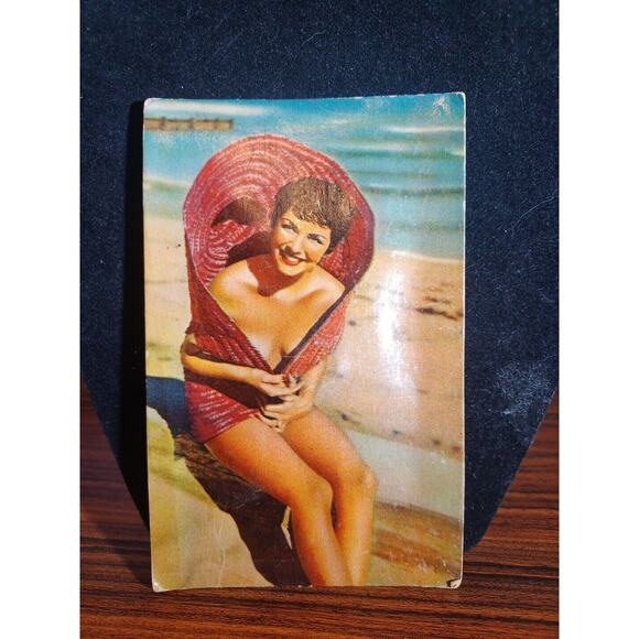 Other - Vintage 1950/60 Retro Pinup Squeaking Postcard Risky Dark Hair